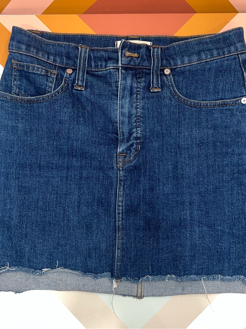 Madewell Stretch Dark Blue Denim Mini Skirt